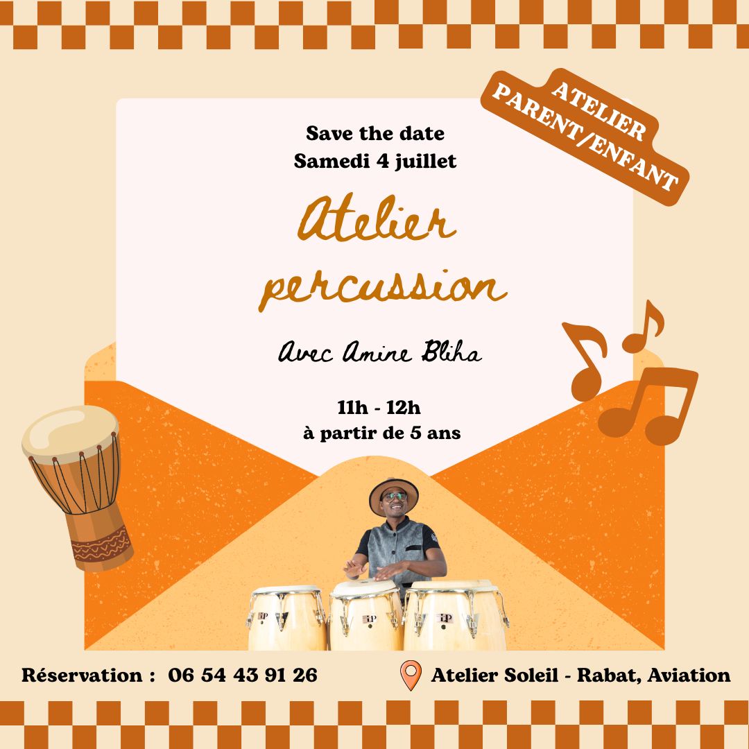 Affiche Atelier percussion avec Amine Bliha