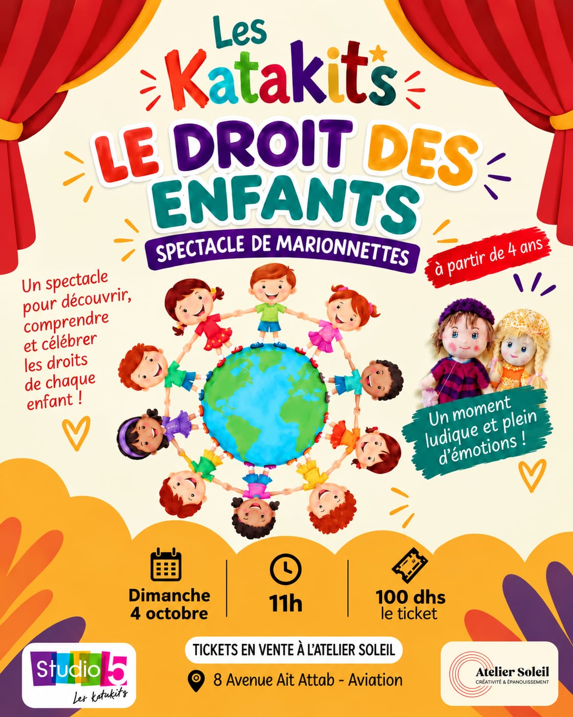 Affiche du spectacle de marionnettes Les Katakit's — Le droit des enfants